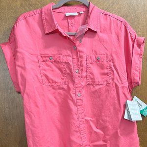 Westbound Casual Tencel Button Down Blouse PM Peach